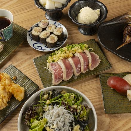 【２H飲み放題付き】名物の寿司と天ぷらが味わえる！！「スシとあてコース」【10品】