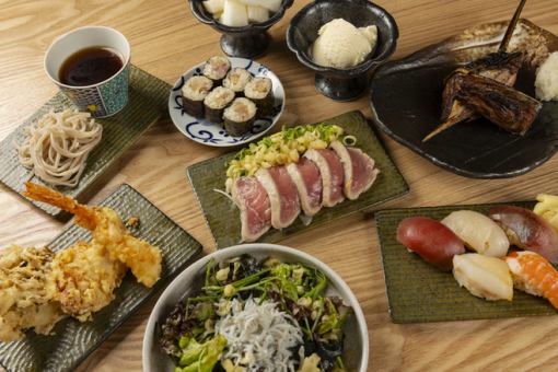 【２H飲み放題付き】名物の寿司と天ぷらが味わえる！！「スシとあてコース」【10品】