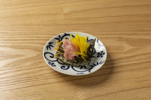 トロたくユッケカナッペ天