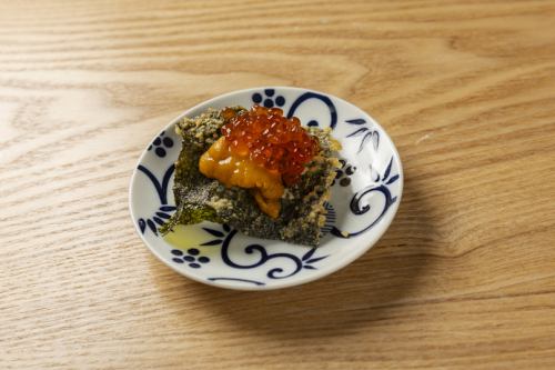 雲丹といくらのカナッペ天