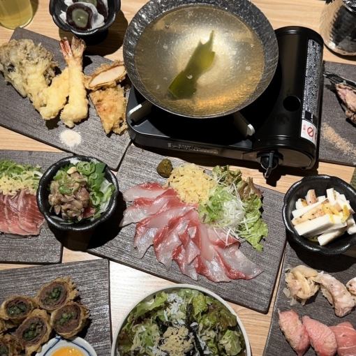 【2H飲み放題付き】冬の味覚と天然鰤シャブ鍋を堪能！電話予約で2.5H飲み放題！全12品〉