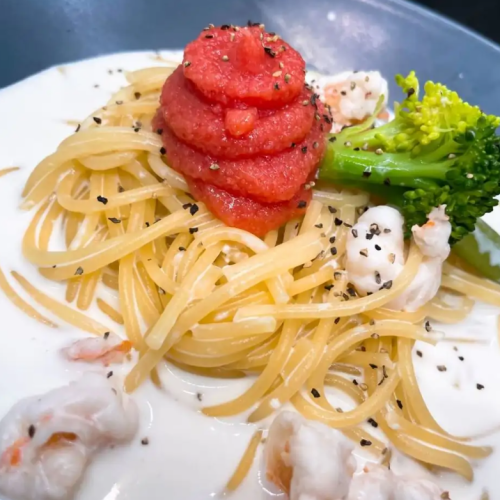 海老と明太子クリームパスタ