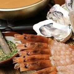 「새우 샤브샤브와 제철의 농원 야채 모듬」전 8품 ※6000엔→쿠폰으로 5500엔