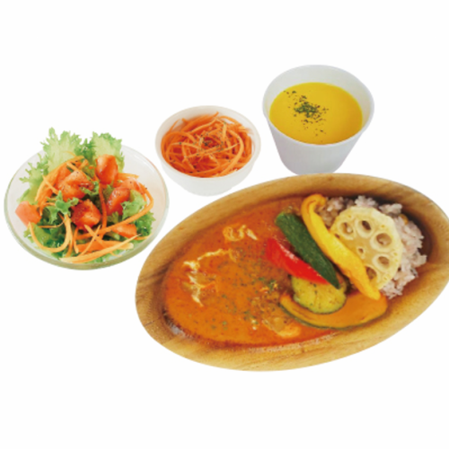 Rice plate set <Rice menu + salad + soup + one dish>