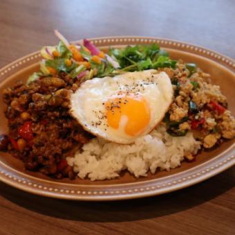 チバザポークのキーマカレー＆ガパオライス