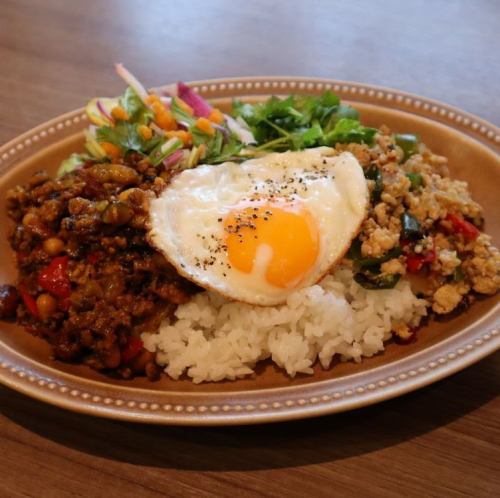 チバザポークのキーマカレー＆ガパオライス