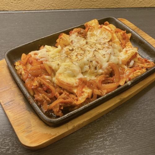 チーズ豚肉コチュジャン炒め
