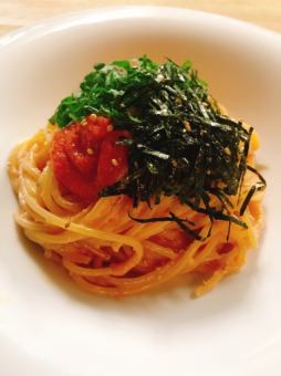 Green shiso and cod roe pasta