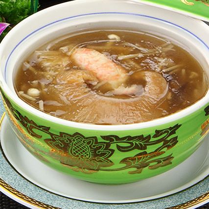 Soup with stewed mini shark fin