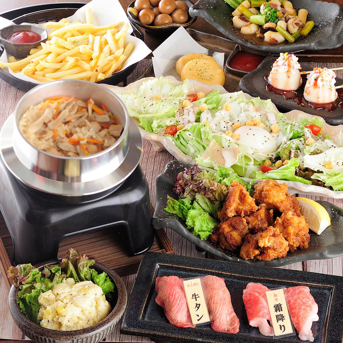Our most popular plan is the all-you-can-drink plan with 11 dishes for 3,000 yen (tax included).