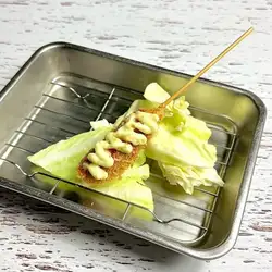 Wiener sausages with yuzu pepper mayonnaise.