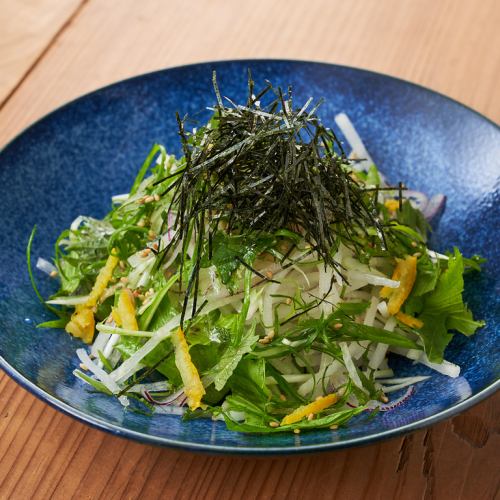 Mizuna and radish salad with shiso leaves and yuzu aroma