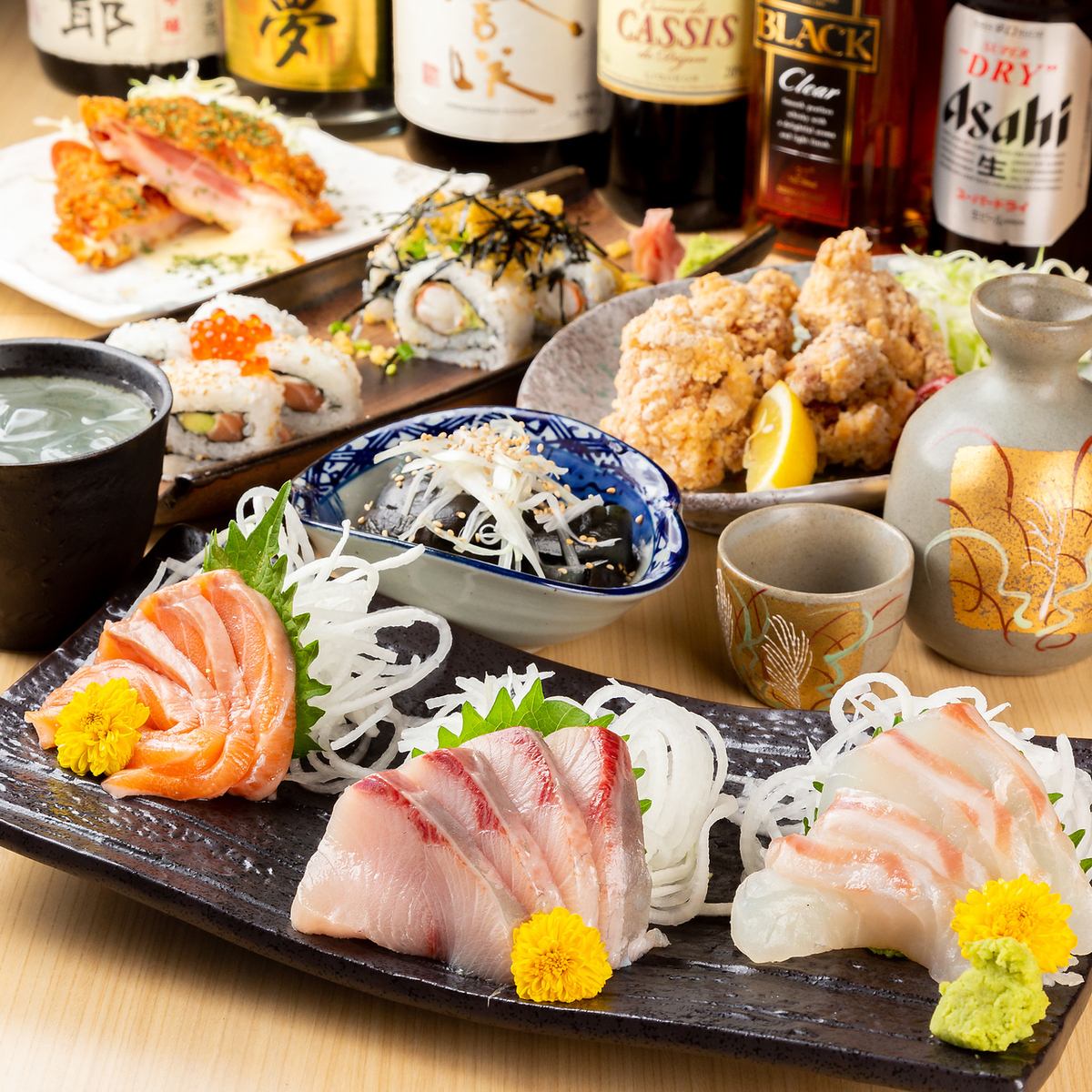 市場直行の新鮮なお造りや創作料理を存分にご堪能いただけます。
