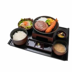 とろけるハンバーグと海老フライ御膳　Mサイズ[200ｇ]