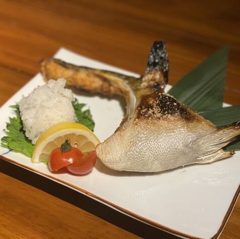 Salt-grilled amberjack