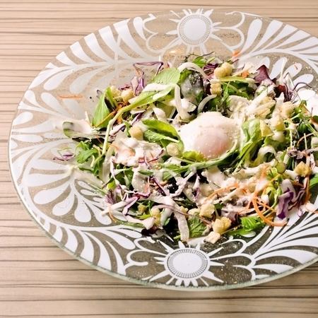 Caesar salad with soft-boiled egg