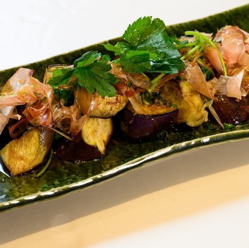 Teppanyaki eggplant with refreshing ginger and soy sauce