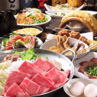 【松】すべてが極上。特選和牛の贅沢すき焼き鍋コース全11品120分(90分LO)飲放付　7000円(税込)