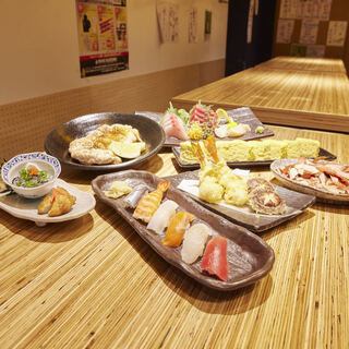 【共9道菜品】可以品尝江户前工匠制作的握寿司的2小时畅饮套餐【6,500日元（含税）】
