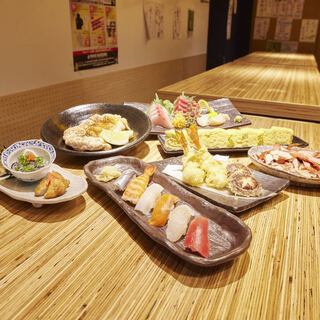 《Total of 9 dishes》2-hour course with all-you-can-drink and Edomae sushi by a master chef [7,000 yen (tax included)]