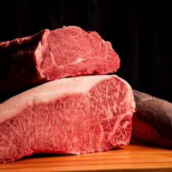 【肉割烹コース　厳選食材と銘肉を味わう】　黒毛和牛＜特選ヒレ・サーロインステーキ食べ比べ＞
