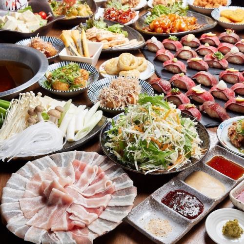 [Highly recommended] Long yukhoe sushi and pork shabu! All-you-can-eat 100 items of meat sushi and izakaya menu 4,980 yen → 3,980 yen♪