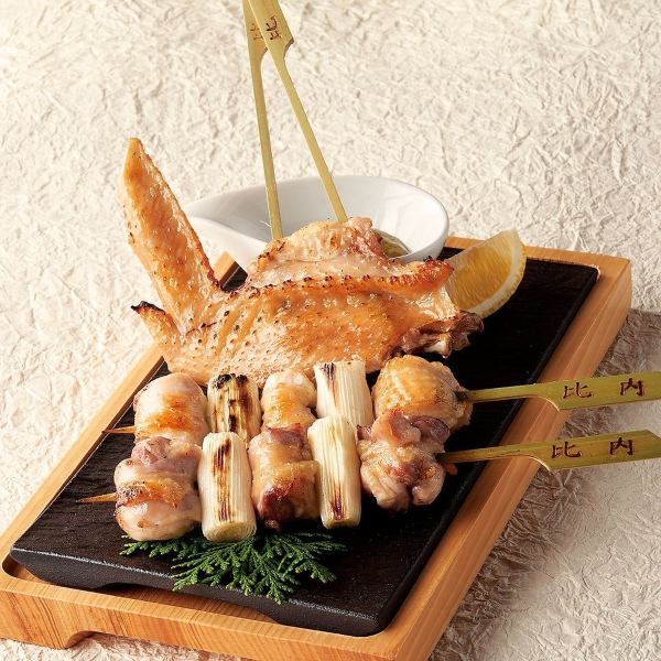 [Hinai Jidori] Assortment of 3 Kinds of Omakase Skewered Chicken