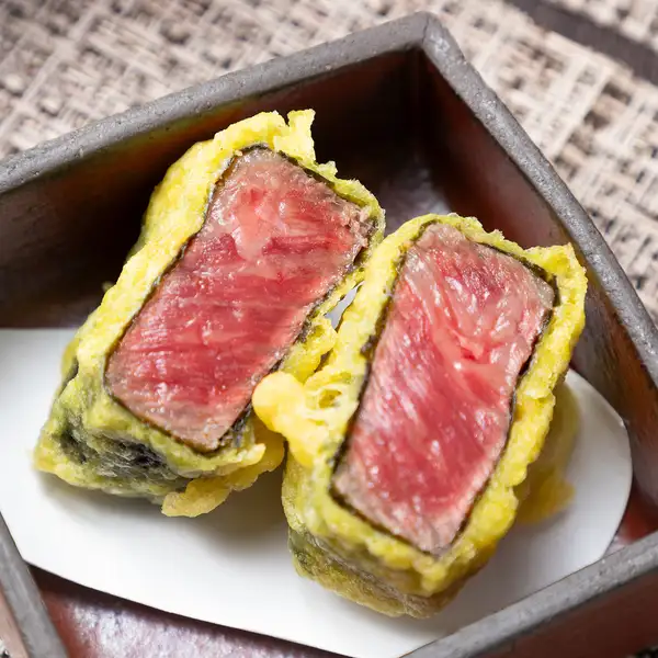 【揚げたての旨み】京野菜と魚介の天ぷら盛り合わせや京都牛A5ランクブランド和牛の海苔巻き天ぷらを贅沢に