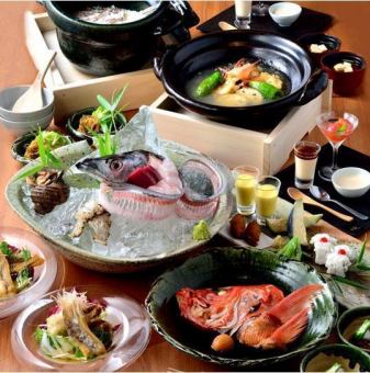 〈記念日・お祝いに〉海鮮料理と厳選された最高級和牛がセット!全8品『極コース』※お料理のみ