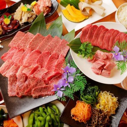 【飲み放題付】牛タン、上カルビ、上ロース、ハラミも楽しめる！『焼肉宴会6,580円コース』