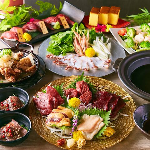 [Fukuromachi Izakaya] A private hideaway space for adults, boasting creative horse meat dishes and fresh fish.