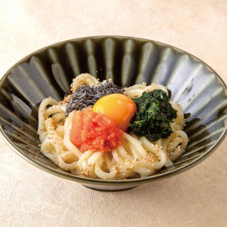 明太子と生海苔の釜玉うどん