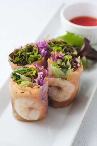 Shrimp and salmon spring rolls