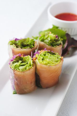 fresh salmon spring rolls