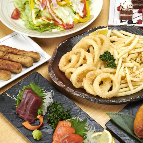 【满意套餐】炸鸡自助餐和3小时自助畅饮7种主菜4,480日元～3,480日元