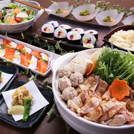 End of year limited "Kyushu local chicken hotpot course" 9 dishes including hearty steak and 3 kinds of sashimi, 2 hours all-you-can-drink 5800 yen ⇒ 4800 yen