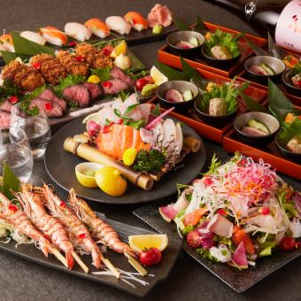 【海の恵み・雅（みやび）コース】（7,000円税込・2時間飲み放題付き／全席個室案内）