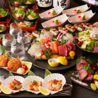 【海の恵み・華（はなやか）コース】（8,000円税込・2時間飲み放題付き／全席個室案内）
