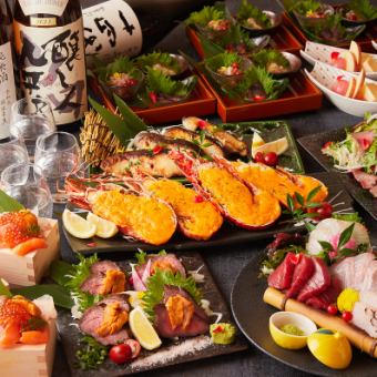 【海の恵み・至福（しふく）コース】（12,000円税込・2時間飲み放題付き／全席個室案内）
