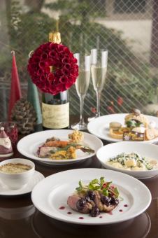 12/24・25 한정【와인 바가 주는 Xmas 와인 페어링 코스】전5품+와인 6잔 11000엔