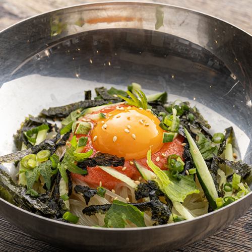 釜玉風めんたいまぜ麺/盛岡冷麺　各