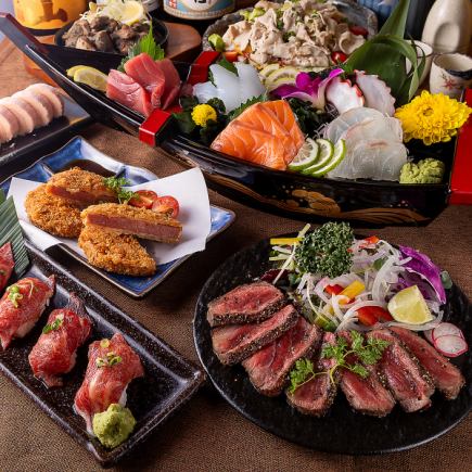 ■2.5H飲み放題付『粋コース』名物の地鶏の黒焼きに炙り和牛肉寿司など<全8品>5000円⇒4000円