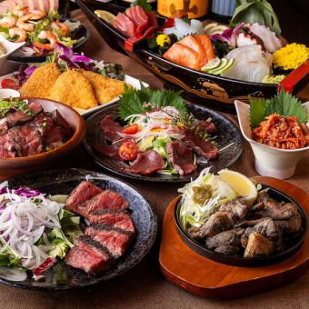 ■3H飲み放題付『和コース』炭焼き和牛ロースに炭火香る絶品牛タン丼<全9品>6000円⇒5000円