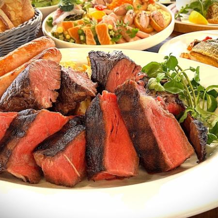 90分飲み放題付き◆贅沢な宴会コース●お肉料理は骨付きサーロインステーキ♪4名様から承ります