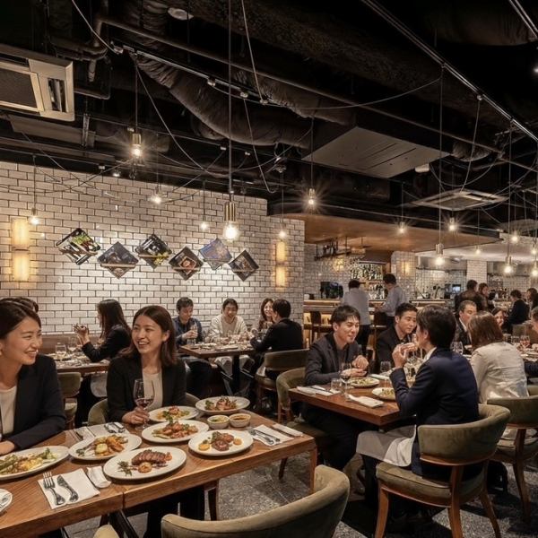 An open kitchen with a sense of openness♪ The interior is decorated with white tiles modeled after a butcher shop overseas◎ We have a range of seating options, including tables, counters and bar counters, so you can choose depending on the number of people and the occasion.If you are using the facility as a group, we can also discuss layout and other details.