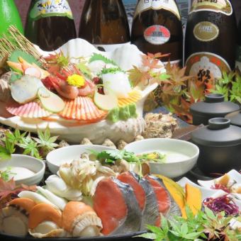 【生牡蠣・地酒付】秋の味覚満載!!北海貝鮮ちゃんちゃん焼きプラン!!2h飲放+9品6000円