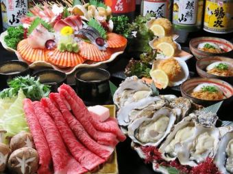 [地酒付]うなり名物!"牡蠣のすき焼き"を囲む、初春至福の宴貝プラン!2h飲放8品7500円