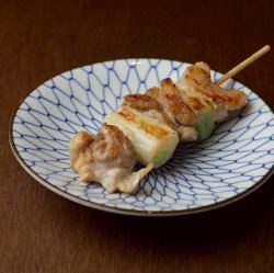 Chicken thigh and green onion skewers