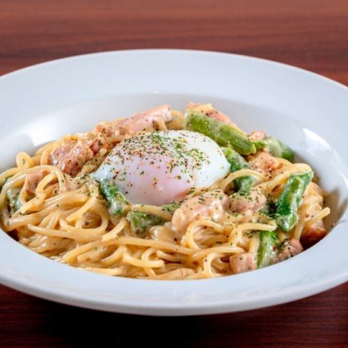 [Pasta set] Bacon and asparagus carbonara