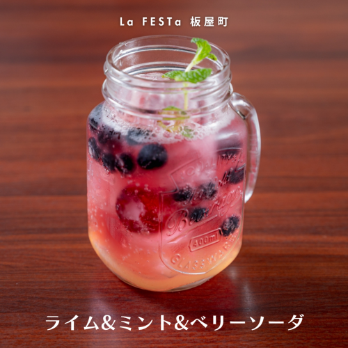 Lime, Mint and Berry Soda